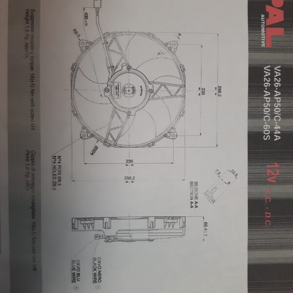 Spal VA26-AP50/C-44A ventilator  /  Zuigend. Ø 280 mm