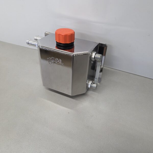 Universele alloy chromed oil catchtank 1,0 ltr fittings Ø 13 mm / left