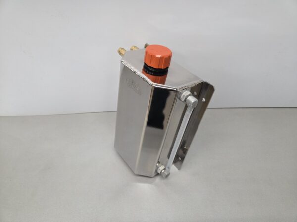 Universele alloy chromed oil catchtank 2,0 ltr fittings Ø 13 mm / left