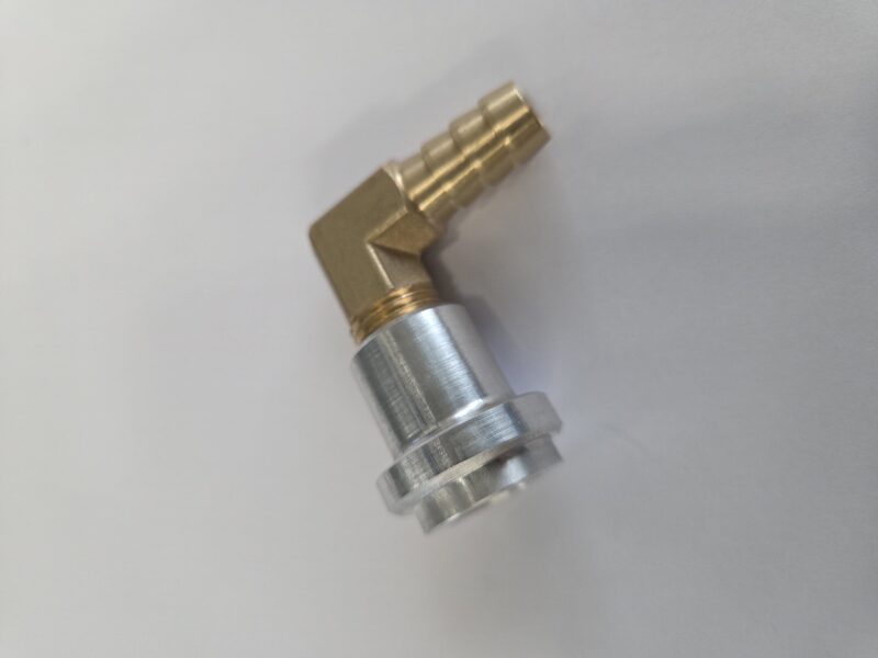 20260806_074015 Brass right-angle 90 degree hose barb for 8 mm ID hose, 1/8″ NPT thread + alu thread bush.